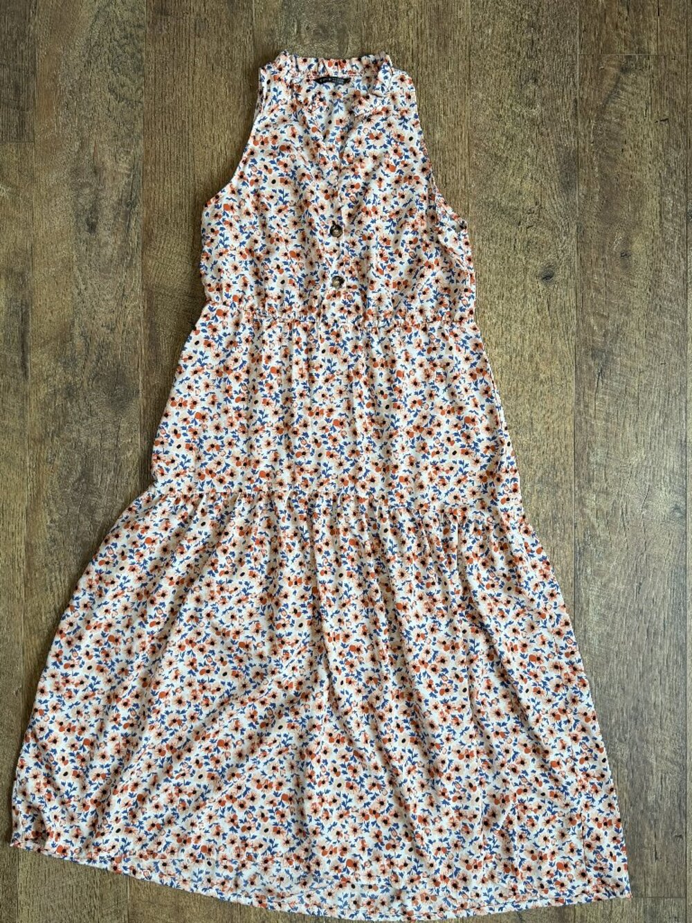 Shein Women’s Tiered Flower High V-Neck Sleeveless High Low Dress Medium